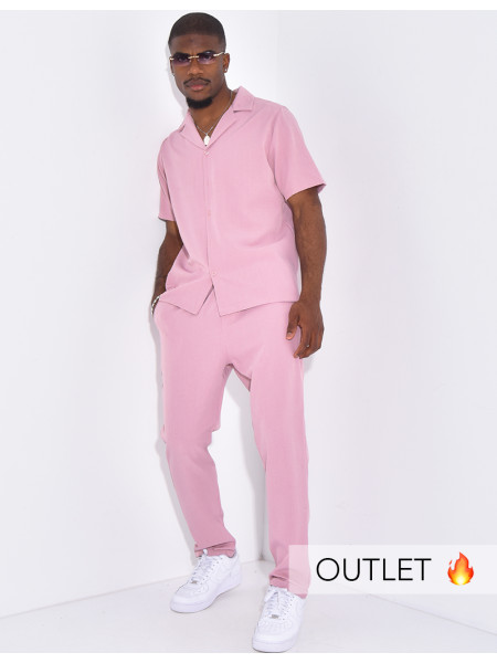 Ensemble uni pantalon et chemise manches courtes
