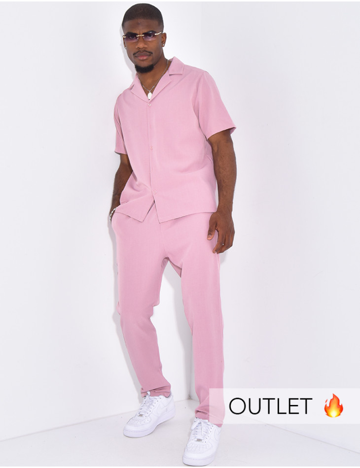 Ensemble uni pantalon et chemise manches courtes
