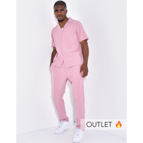 Ensemble uni pantalon et chemise manches courtes