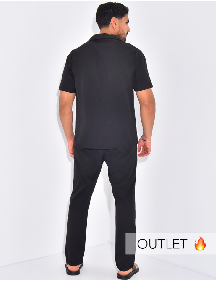 Ensemble uni pantalon et chemise manches courtes