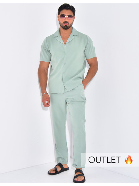 Ensemble uni pantalon et chemise manches courtes