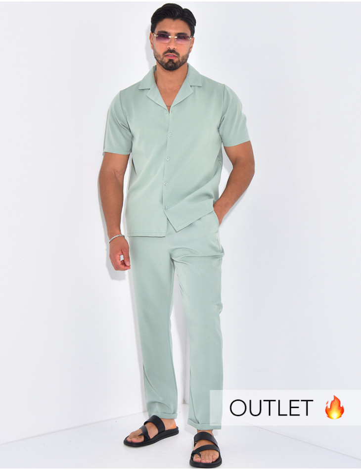 Ensemble uni pantalon et chemise manches courtes