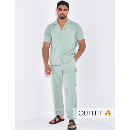 Ensemble uni pantalon et chemise manches courtes