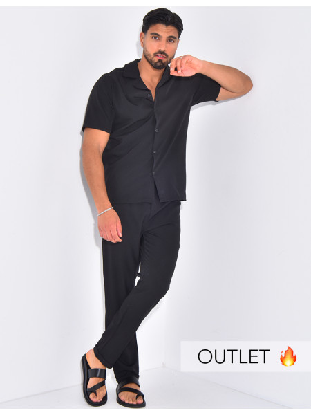 Ensemble uni pantalon et chemise manches courtes