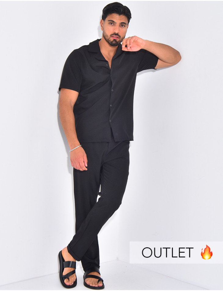 Ensemble uni pantalon et chemise manches courtes