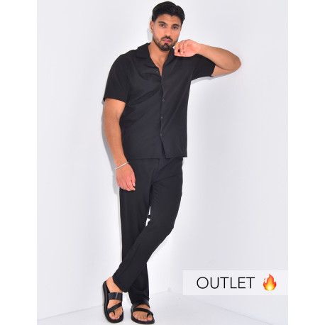 Ensemble uni pantalon et chemise manches courtes
