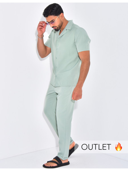 Ensemble uni pantalon et chemise manches courtes