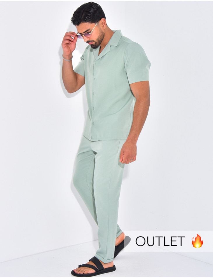 Ensemble uni pantalon et chemise manches courtes