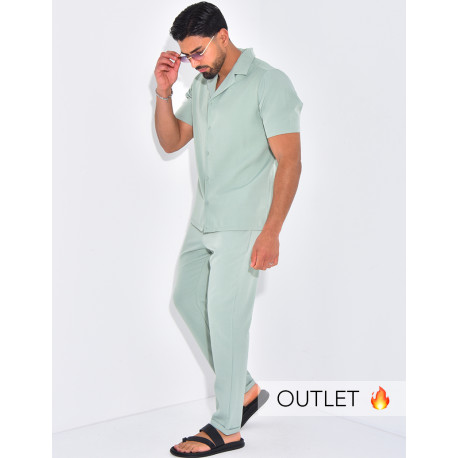 Ensemble uni pantalon et chemise manches courtes
