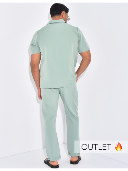 Ensemble uni pantalon et chemise manches courtes