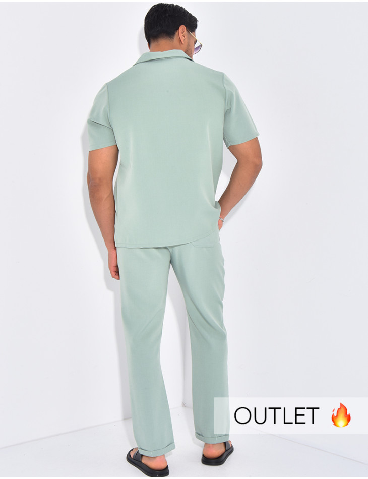 Ensemble uni pantalon et chemise manches courtes