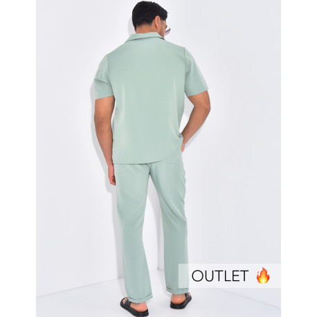 Ensemble uni pantalon et chemise manches courtes