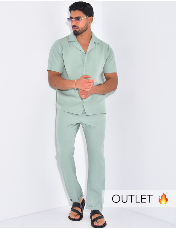 Ensemble uni pantalon et chemise manches courtes