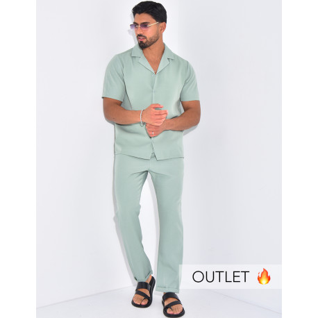 Ensemble uni pantalon et chemise manches courtes