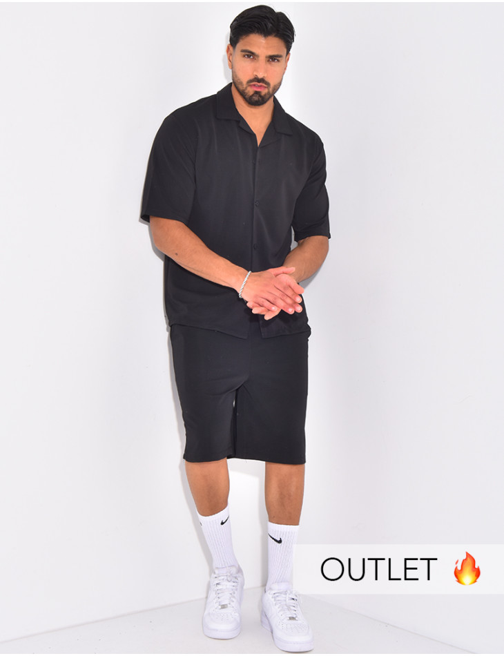 Ensemble texturé short et chemise manches courtes