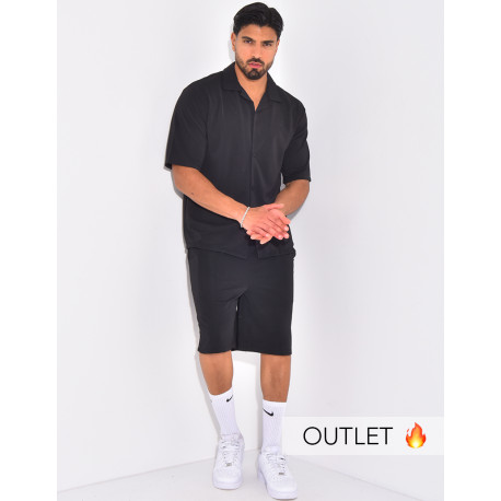 Ensemble texturé short et chemise manches courtes