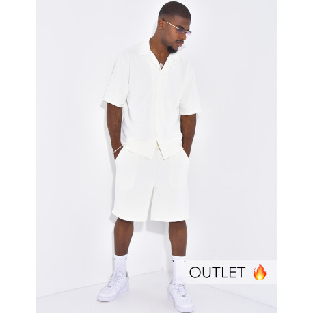 Ensemble texturé short et chemise manches courtes