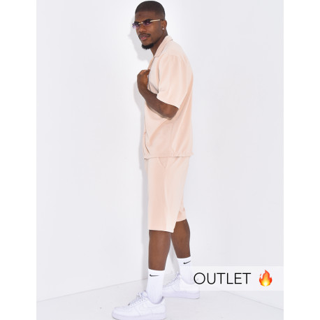 Ensemble texturé short et chemise manches courtes