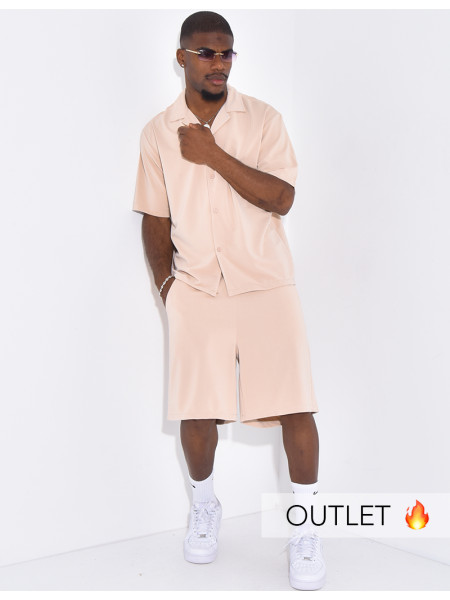 Ensemble texturé short et chemise manches courtes