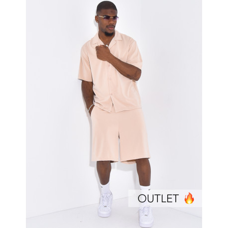 Ensemble texturé short et chemise manches courtes