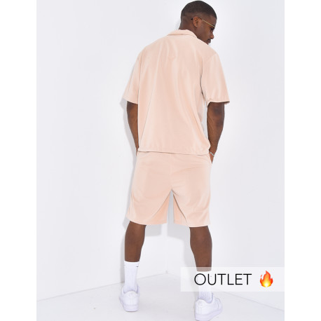 Ensemble texturé short et chemise manches courtes