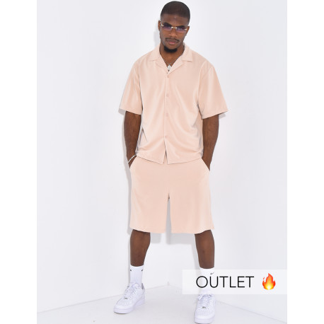 Ensemble texturé short et chemise manches courtes