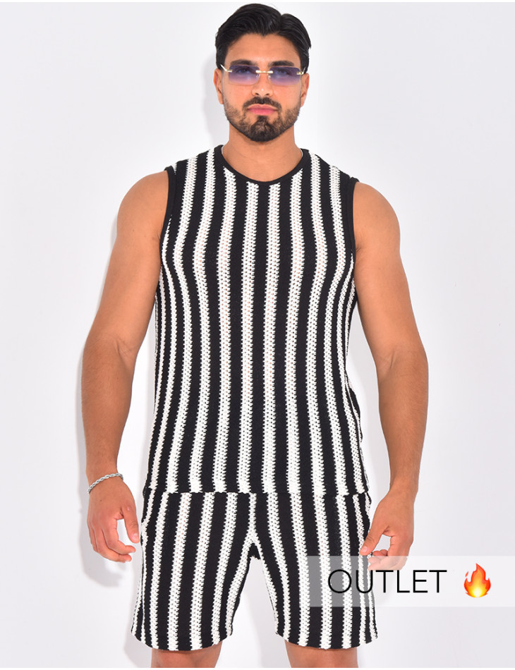 Ensemble ajouré short et t-shirt sans manches