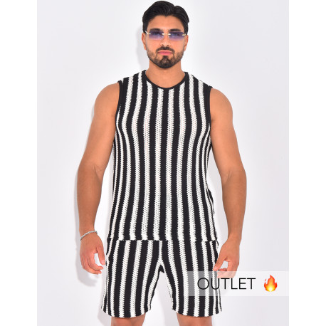 Ensemble ajouré short et t-shirt sans manches