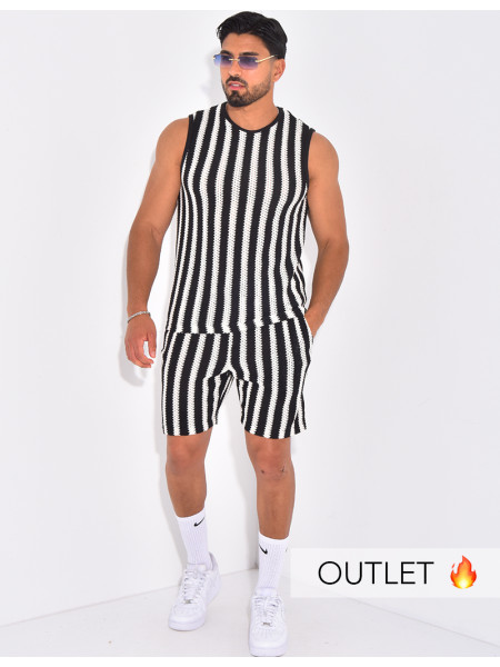 Ensemble ajouré short et t-shirt sans manches