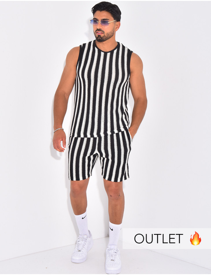 Ensemble ajouré short et t-shirt sans manches