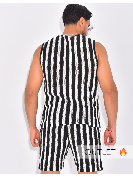 Ensemble ajouré short et t-shirt sans manches