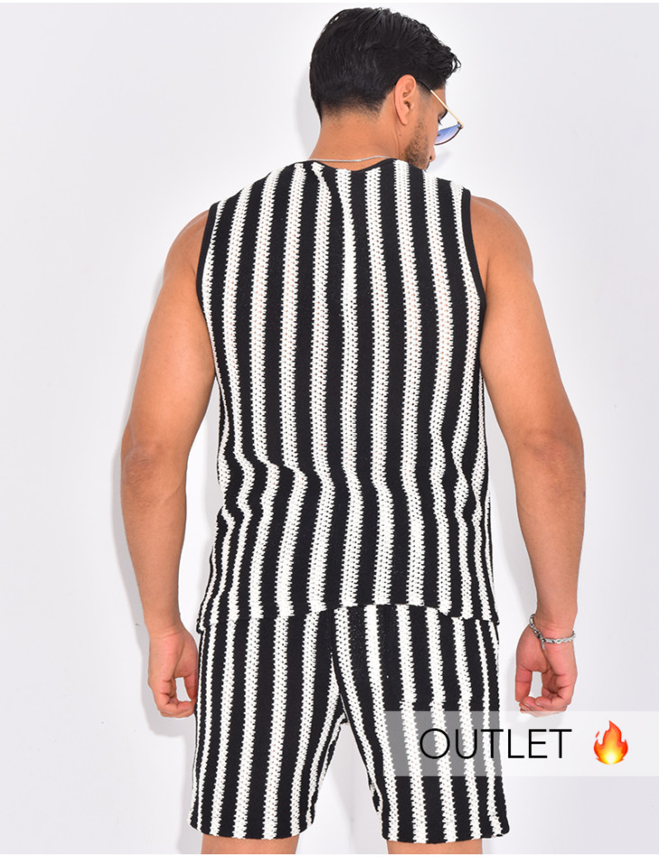 Ensemble ajouré short et t-shirt sans manches
