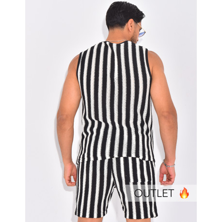 Ensemble ajouré short et t-shirt sans manches
