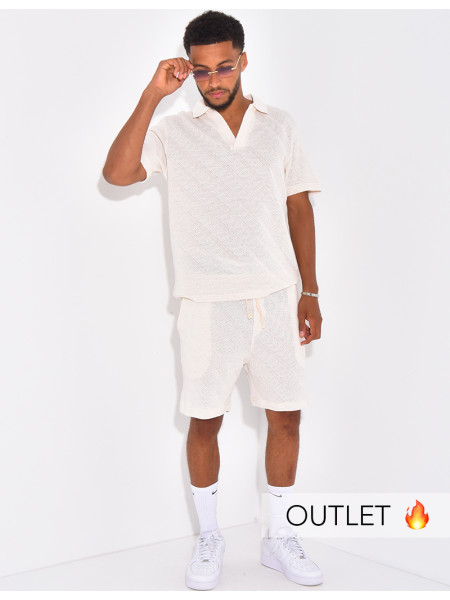 Set aus Polo-Shirt und Shorts mit kurzen Ärmeln.