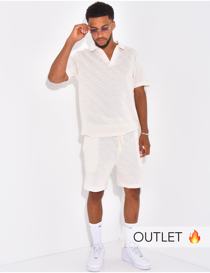 Set aus Polo-Shirt und Shorts mit kurzen Ärmeln.