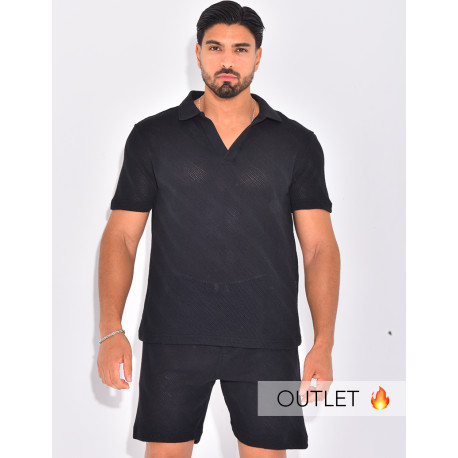Set aus Polo-Shirt und Shorts mit kurzen Ärmeln.