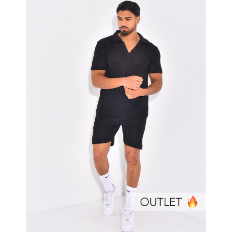 Set aus Polo-Shirt und Shorts mit kurzen Ärmeln.