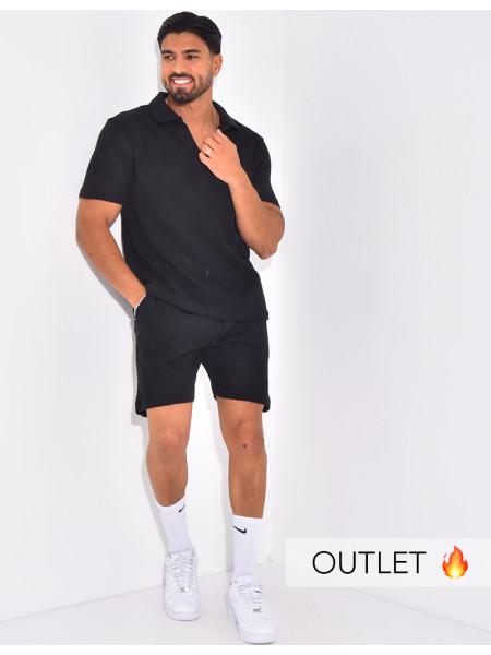 Set aus Polo-Shirt und Shorts mit kurzen Ärmeln.