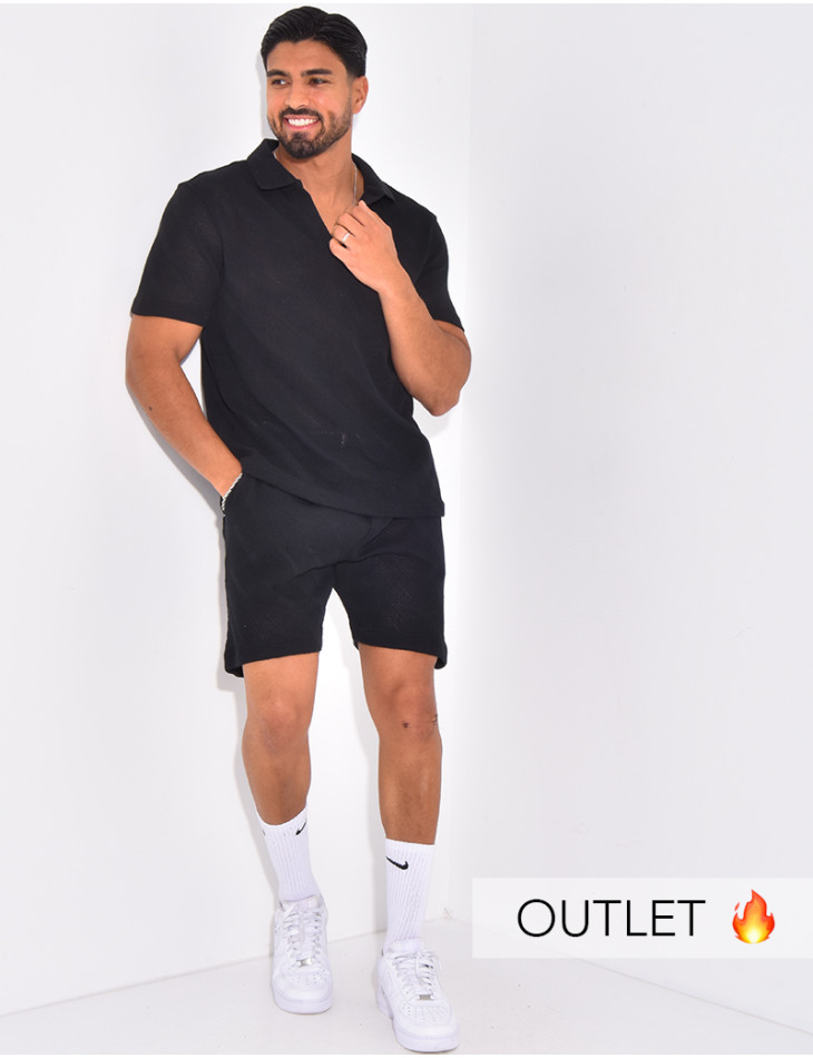 Set aus Polo-Shirt und Shorts mit kurzen Ärmeln.