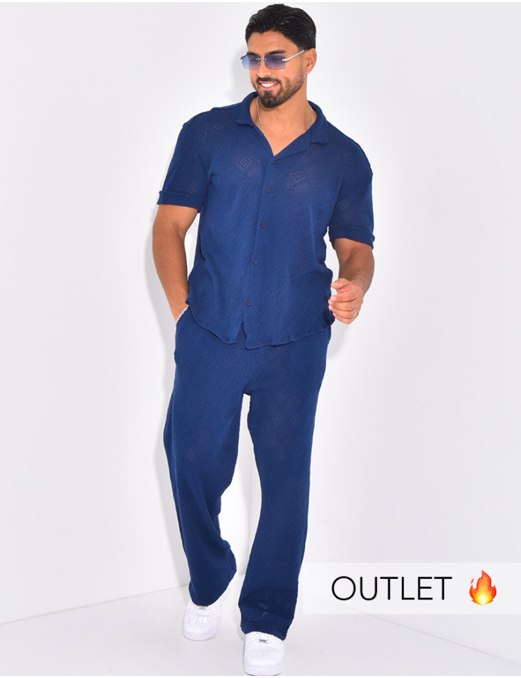 Ensemble ajouré pantalon et chemise