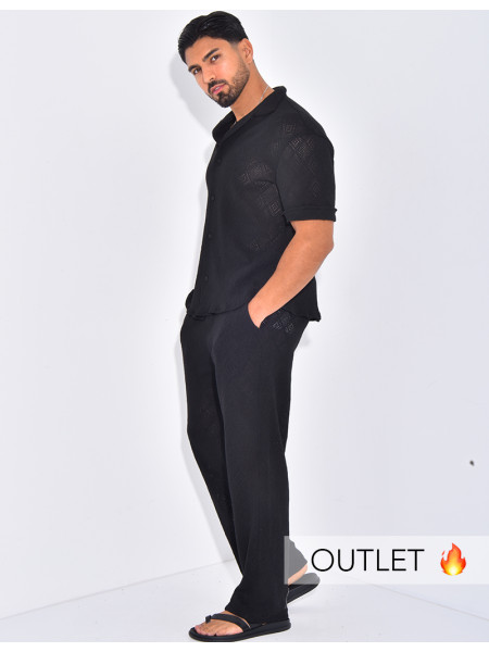 Ensemble ajouré pantalon et chemise
