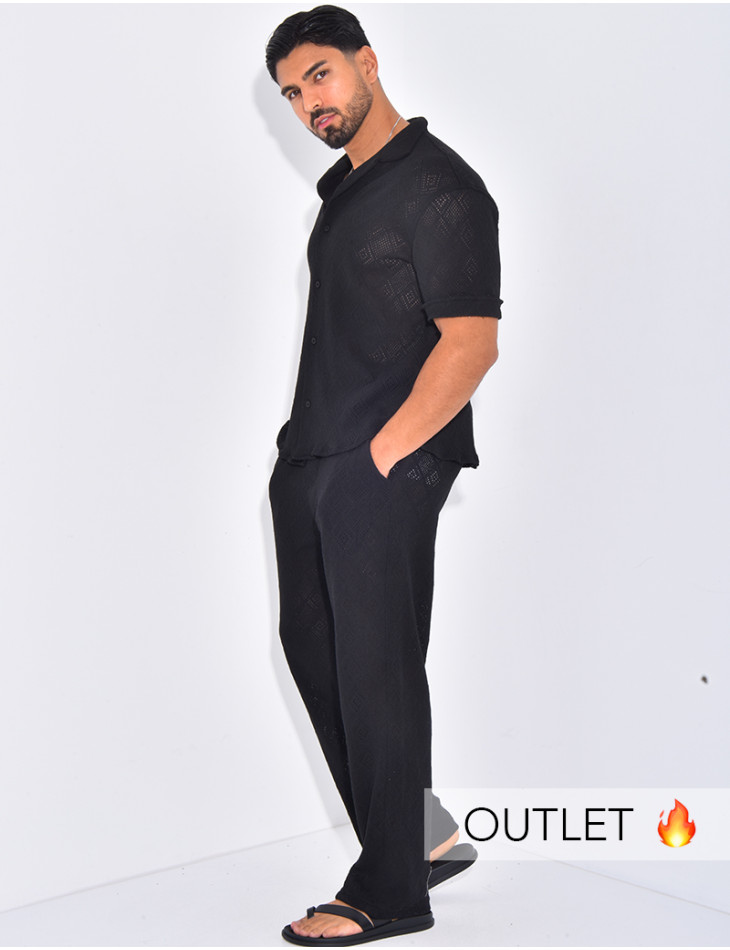 Ensemble ajouré pantalon et chemise