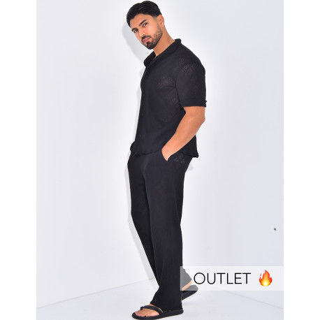 Ensemble ajouré pantalon et chemise