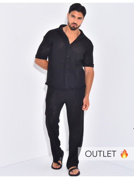 Ensemble ajouré pantalon et chemise