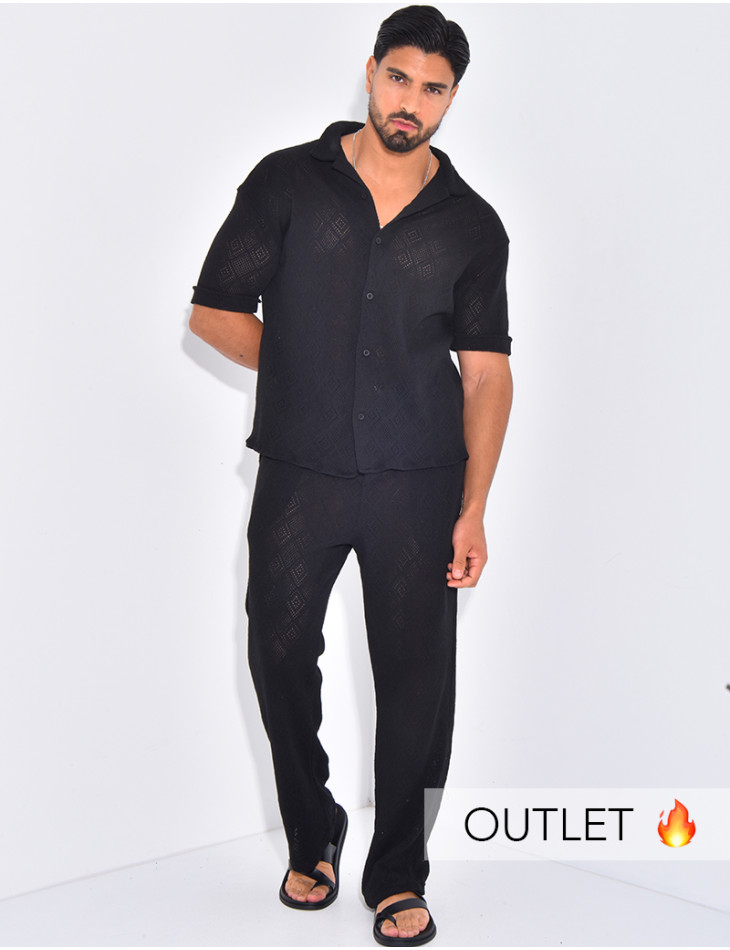 Ensemble ajouré pantalon et chemise