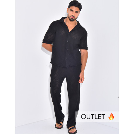 Ensemble ajouré pantalon et chemise
