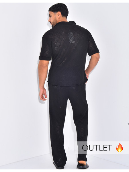 Ensemble ajouré pantalon et chemise