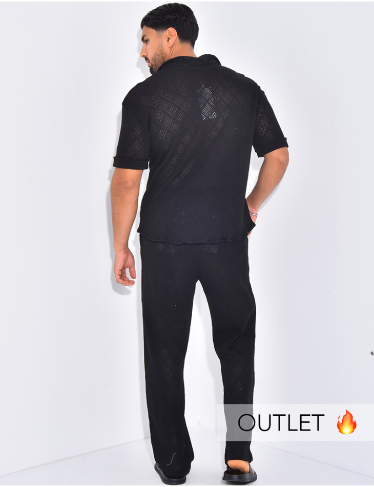 Ensemble ajouré pantalon et chemise