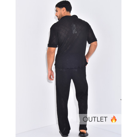 Ensemble ajouré pantalon et chemise
