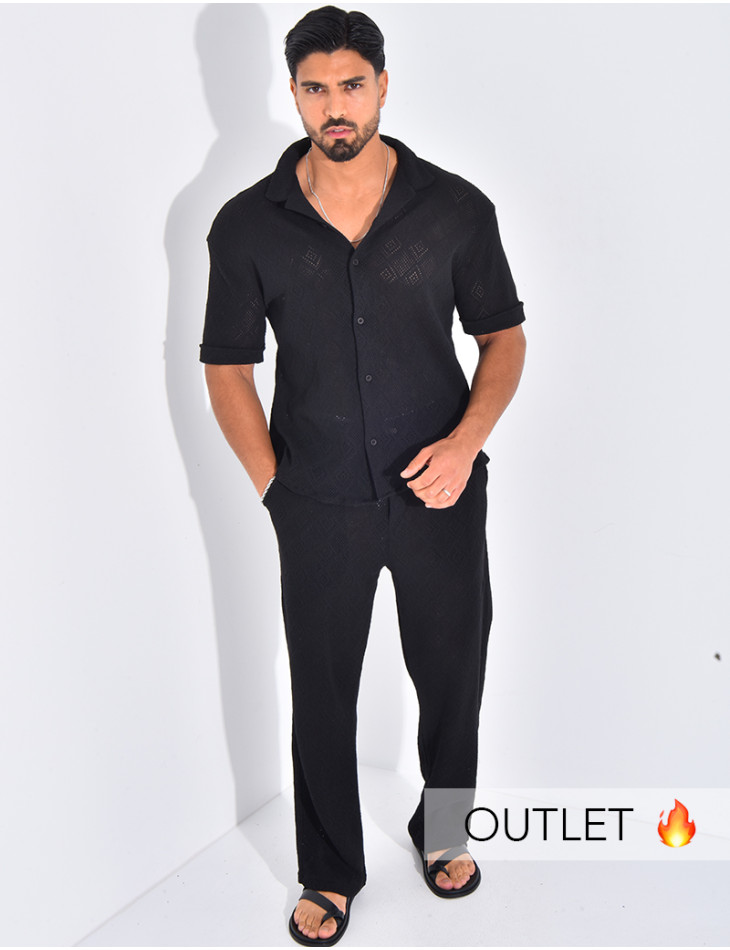 Ensemble ajouré pantalon et chemise